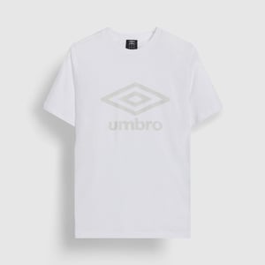 Umbro Heren Stacked Logo T-Shirt (Briljantwit/Oesterzwam)