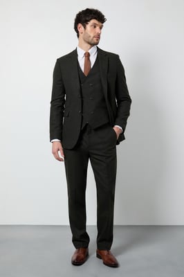 Dark Green Tweed Look Waiscoat