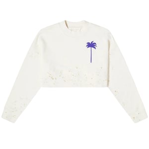 Palm Angels Pxp Painted Cropped Crewneck Butter
