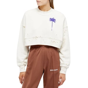 Palm Angels Pxp Painted Cropped Crewneck Butter