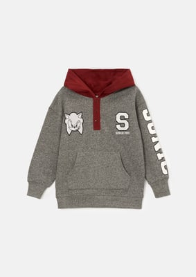 Sonic Grey Textured Mix Fabric Hoody