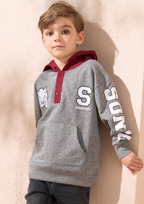 Sonic Grey Textured Mix Fabric Hoody