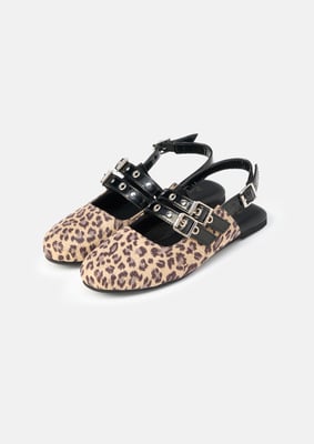 Leopard Buckle Sling Back Shoe