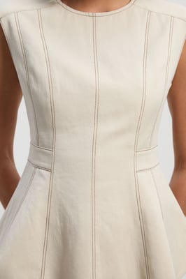 Tencel Cotton Contrast Zip Up Woven Peplum Top
