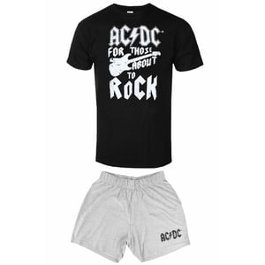 AC/DC Unisex Adult For Those About To Rock Guitar Short Pyjama Set (Black/Grey)