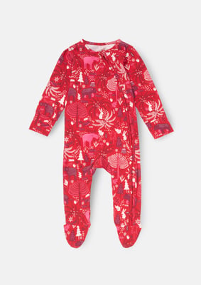 Frida Burgandy Scandi Print Babygrow