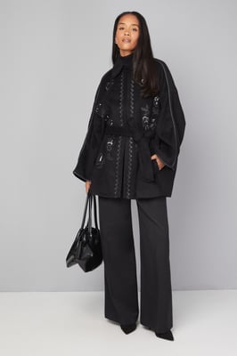 Embroidered Cape Coat