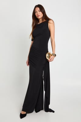 Asymmetric Trim Detail Maxi Dress