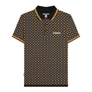 Lambretta Heren Geometrisch Poloshirt (Zwart/Goud)