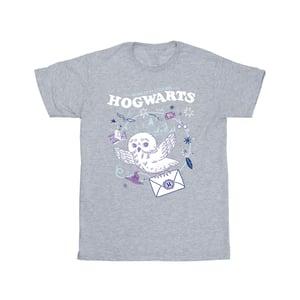 Harry Potter Meisjes Uil Brief Van Zweinstein Katoenen T-Shirt (Sportgrijs)