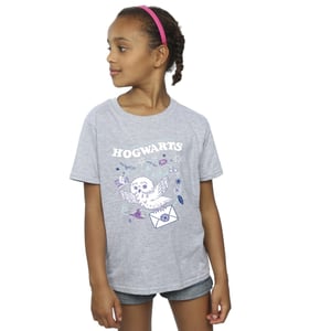 Harry Potter Meisjes Uil Brief Van Zweinstein Katoenen T-Shirt (Sportgrijs)