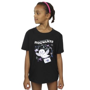 Harry Potter Meisjes Uil Brief Van Zweinstein Katoenen T-Shirt (Zwart)