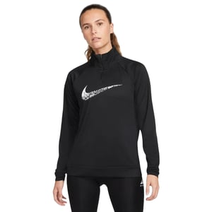 Nike Dri-fit Swoosh Löpning Svart Långärmad Topp