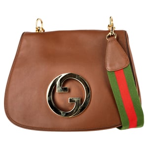 Gucci Medium Blondie Flap Shoulder Bag in Brown Leather