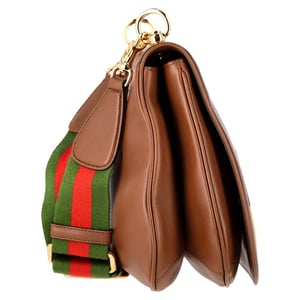 Gucci Medium Blondie Flap Shoulder Bag in Brown Leather