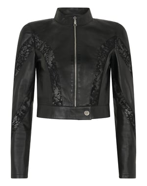 Fitted Biker Jacket With Lace Inserts