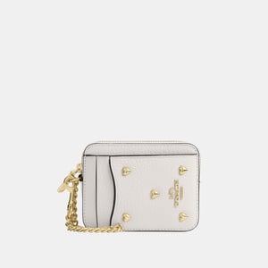 Zip Card Case With Heart Rivets