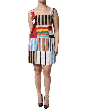 Patchwork Gestreepte Mini Jurk