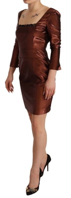 Metallic Mini Dress Square Neck 34 Sleeves