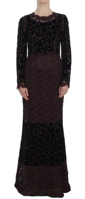 Lace Velvet Long Sleeve Maxi Dress