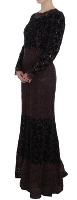 Lace Velvet Long Sleeve Maxi Dress