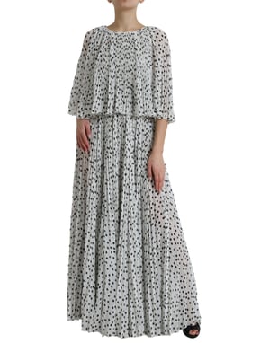 Polka Dot Pleated Maxi Dress
