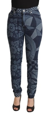 Dolce Gabbana Blommig Geometrisk Smal Jeans