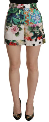 Blommig Patchwork Högmidjade Shorts