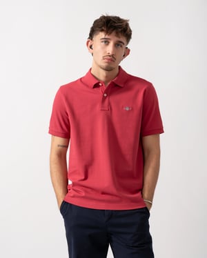 Regular Fit Pique Polo in Light Pink