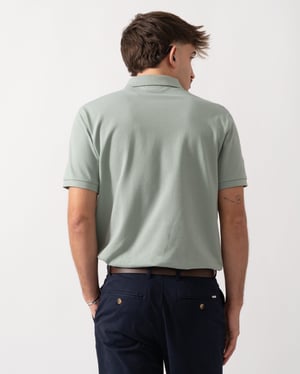 Regular Fit Pique Polo in Sage Green
