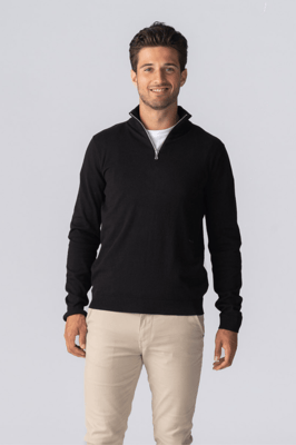 Pullover Halve Rits - Zwart