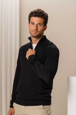 Pullover Halve Rits - Zwart