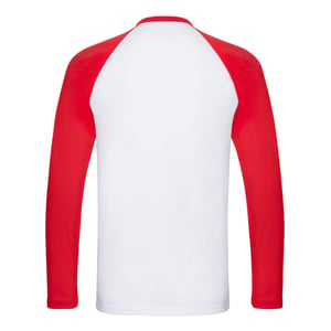 Fruit of the Loom Unisex Volwassenen Contrast Honkbal T-shirt met lange mouwen (Wit/rood)