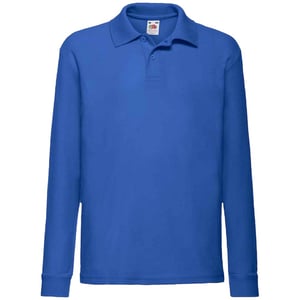 Fruit of the Loom Kinderen/Kinderen Lange Mouw Pique Polo Shirt (Koningsblauw)
