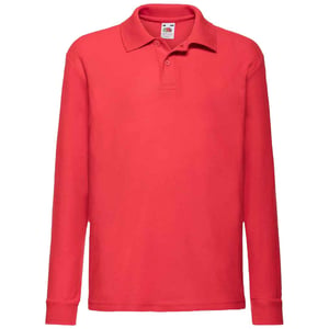Fruit of the Loom Kinderen/Kinderen Lange Mouw Pique Polo Shirt (Rood)