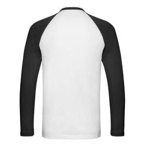 Fruit of the Loom Unisex Adult Contrast Long-Sleeved Baseball T-Shirt (White/Black)