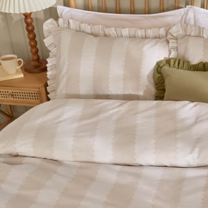Wylder Nature Birdie Stripe Ruffle Duvet Cover Set