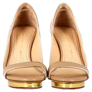 Charlotte Olympia Christine Open Toe Sandals in Beige Leather