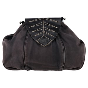 Max & Co. Leaf Flap Top handle Bag in Black Canvas