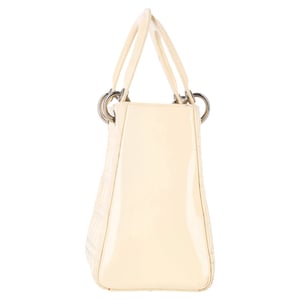 Dior Medium Lady Dior Top Handle Bag in Ivory Patent Leather