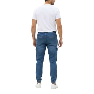 Mens Cargo Denim Jeans Regular Fit Joggers Casual Trousers Stretch Bottom Pants