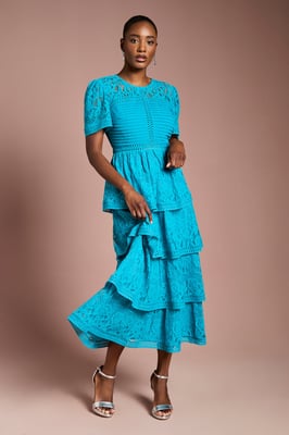 Tiered Lace Midi Dress