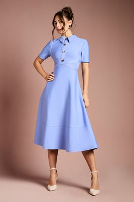 Bandage Knit Short Sleeve Shirt Midi Dress