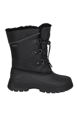 'Whistler' Kids Snow Boots with Deep Lugs Sherpa Lined Snow Proof Shoes Black