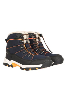 'Comet' Kids Snow Boots Faux Fur Lined Waterproof Walking Winter Shoes Navy