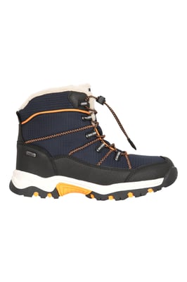 'Comet' Kids Snow Boots Faux Fur Lined Waterproof Walking Winter Shoes Navy