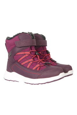 'Denver' Kids Snow Boots Sherpa Fleece Lined Waterproof Winter Shoes Berry