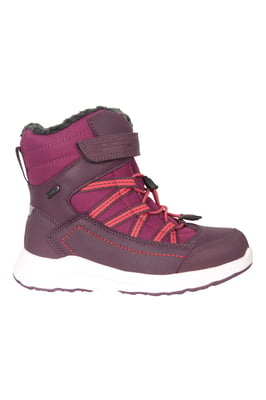 'Denver' Kids Snow Boots Sherpa Fleece Lined Waterproof Winter Shoes Berry