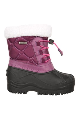 'Arctic' Kids Snow Boots with Deep Lugs Waterproof Winter Shoes Purple