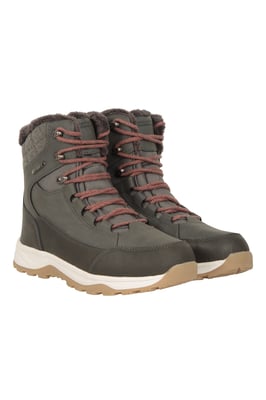'Tundra' Women's Snow Boots Sherpa Fleece Lined Waterproof Winter Shoes Khaki